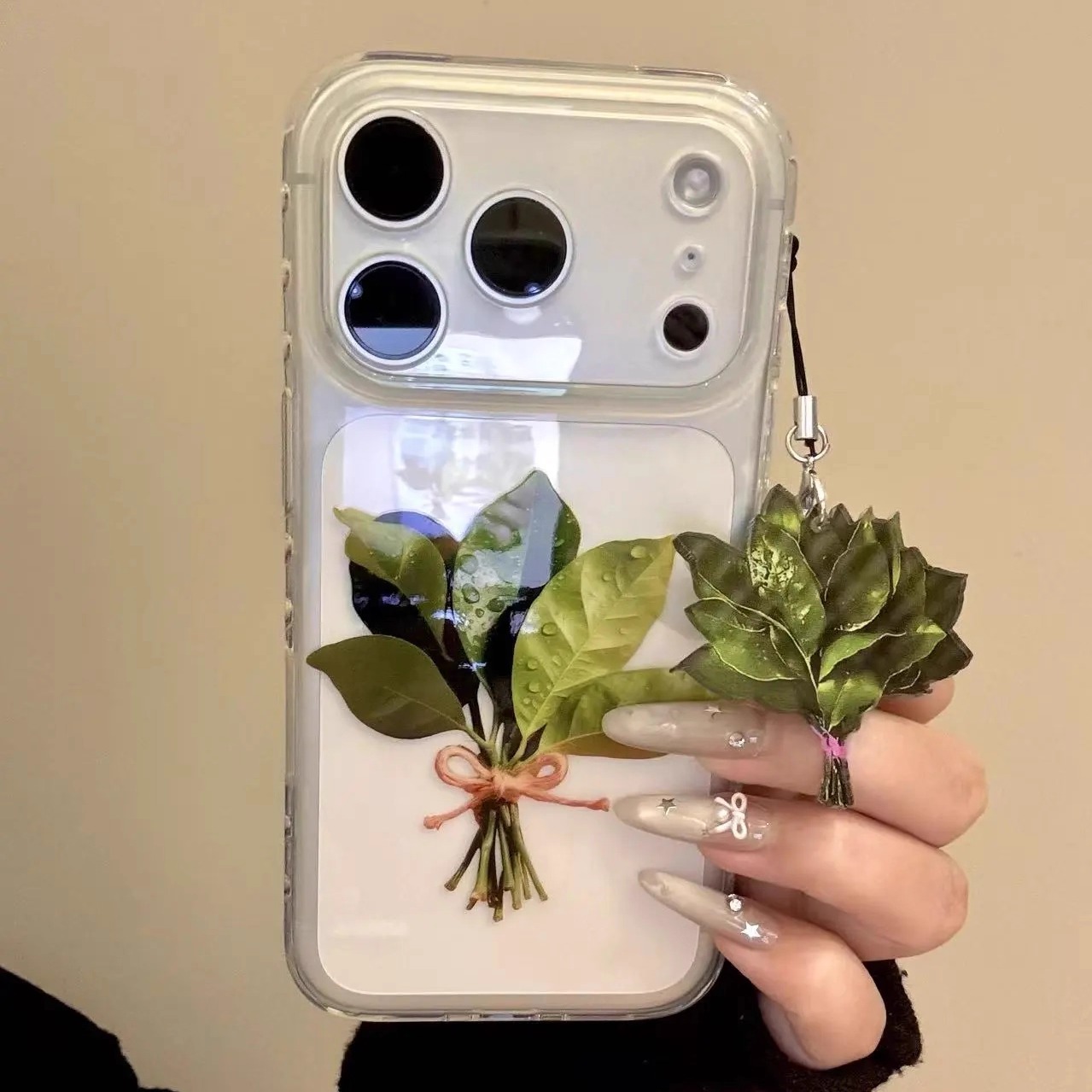 小清新ins透底雨滴柚子叶适用iPhone17ProMax手机壳16苹果15软14