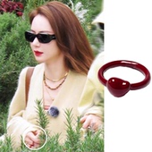 法式 复古安可拉红爱心珐琅戒指女轻奢小众高级感指环