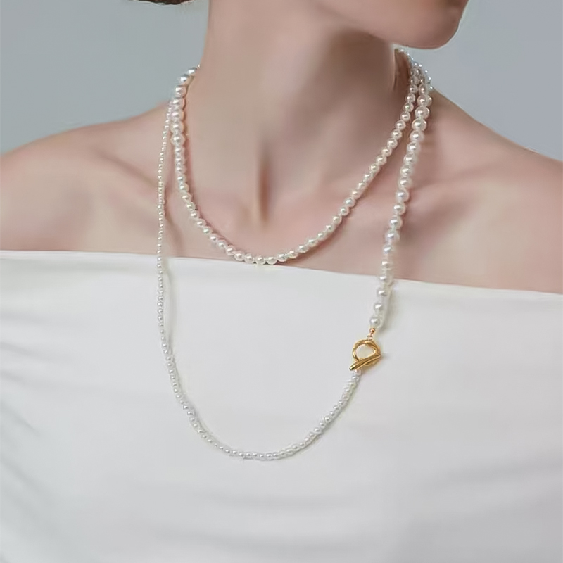 法式复古衔尾蛇一款多戴珍珠项链