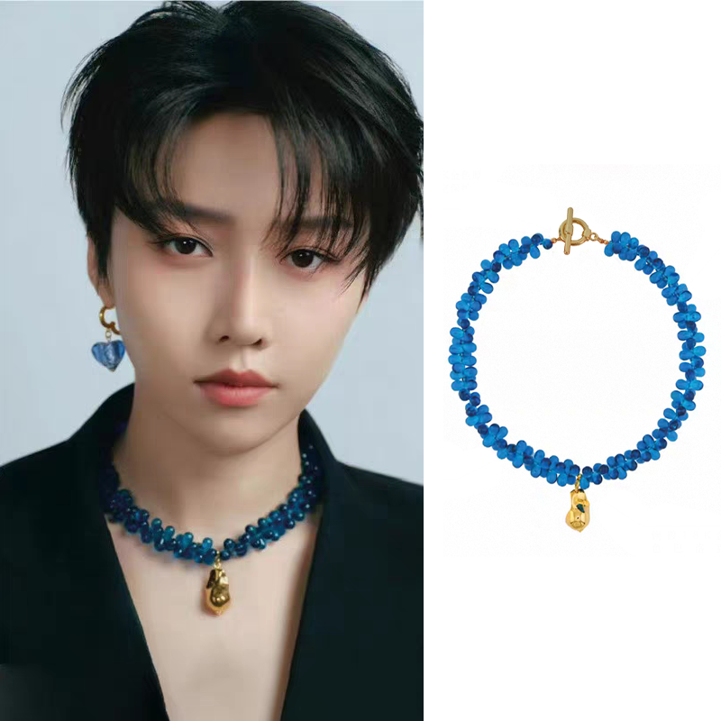 欧美风西西里烈焰红琉璃锁骨链