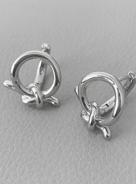 韩国东大门inns风新款打结金属耳钉小众设计感气质百搭时髦