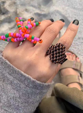 小众设计多巴胺海葵戒指vintage