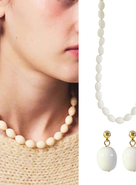 高级感ins奶油白气质树脂项链