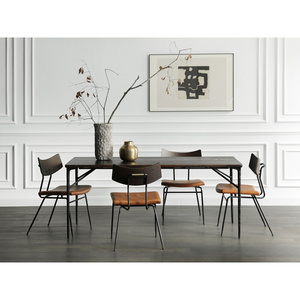 北欧橡木西餐桌复古铜榫原版进口实木铸铁腿多尺寸饭桌「」