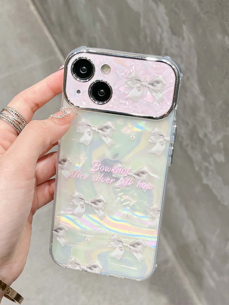 SHELL PATTERN BOW PHONE CASE FOR APPLE 15PROMAX KOREAN IPHONE14 NEW 13 ANTI-DROP 12 HUAWEI