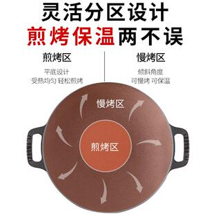 户外露营不粘锅铁板烧卡式 小幸福凹面鏊子家用烧烤盘韩式 炉烤肉盘