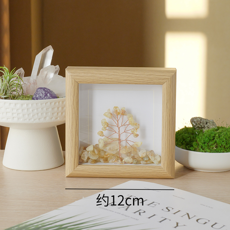 天然水晶树相框发财树