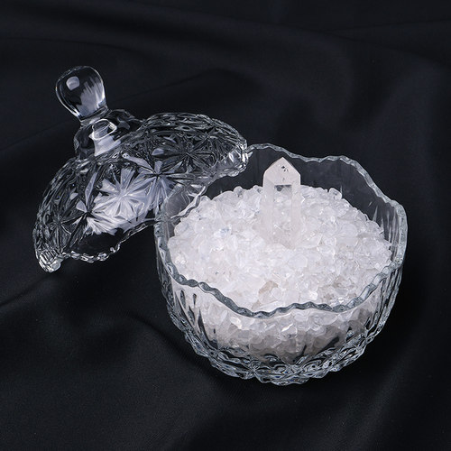 天然紫白粉黄水晶碎石摆件