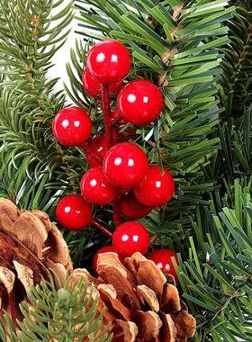 厂家直销户外圣诞装饰搭配仿真藤条50cmPVC尖头混合高档装饰花环