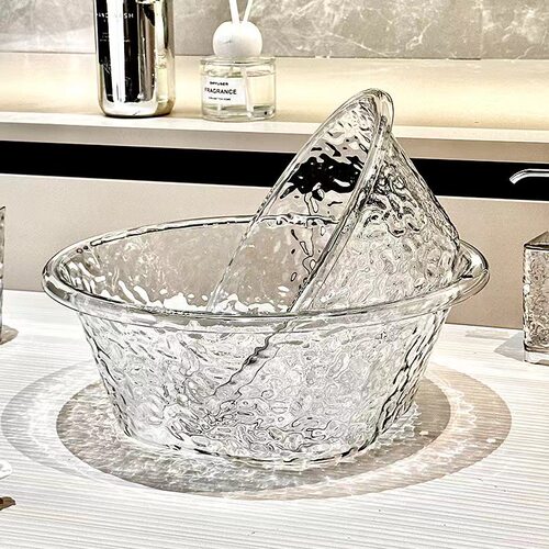 水波纹加厚透明洗脸盆学生宿舍塑料脸盆高颜值家用大号洗澡洗衣盆