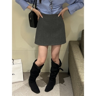 THE LEMON柠檬绿茶2024冬季法式简约风高腰显瘦半身裙A字型短裙