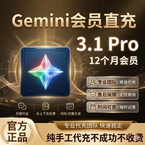 【现货Gemini3Pro】纯手工代充Gemini pro3 3.1 高级版会员代充