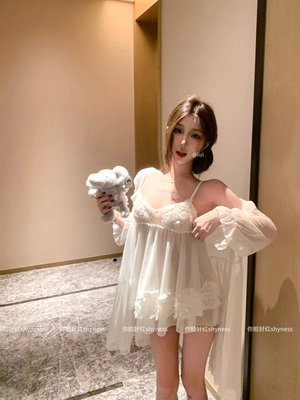 你脸好红shyness-香香-吊带睡裙可爱甜美蕾丝网纱性感公主风睡衣