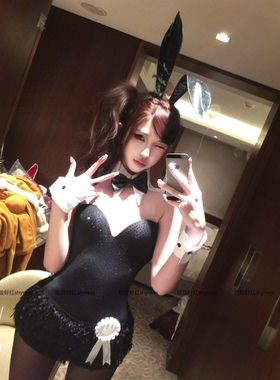 你脸好红shyness-兔女郎-圣诞节cos碎钻连体衣兔女郎制服套装