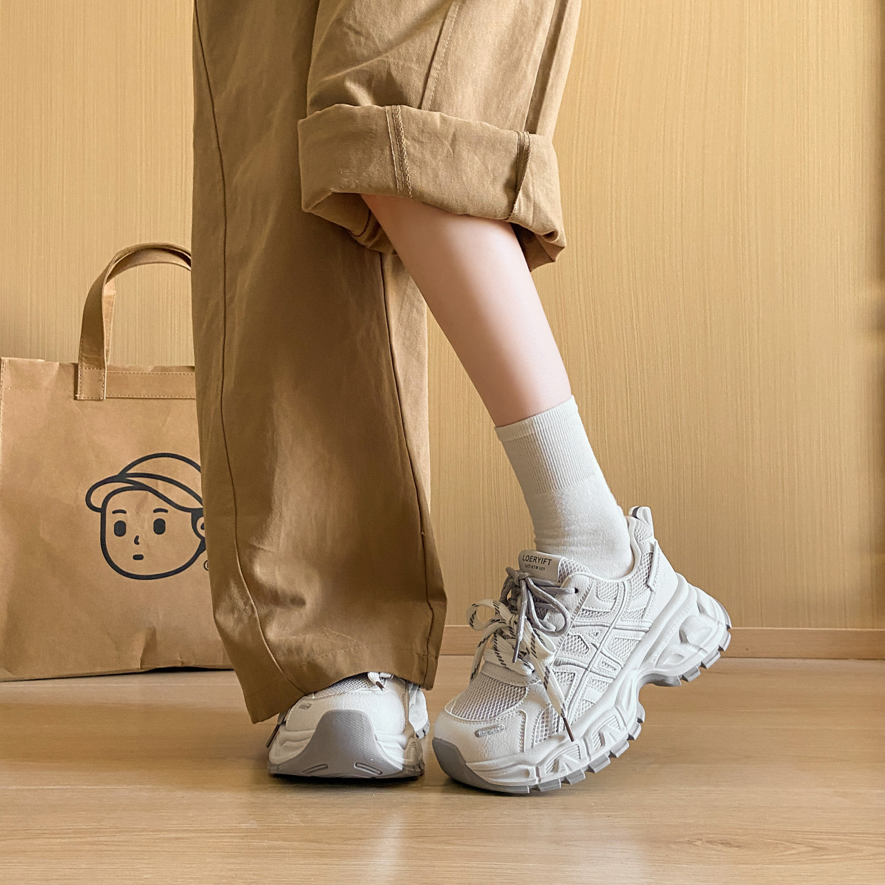 欧秀丽增高6cm老爹鞋女款2026新款网面透气运动鞋厚底增高休闲鞋