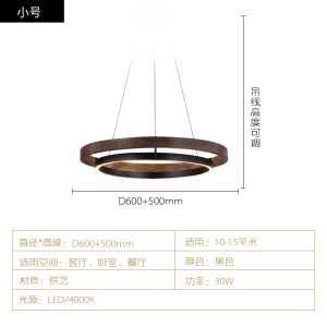 美式简约圆环客厅吊灯大气木纹设计师款现代极简卧室书房餐厅吊灯