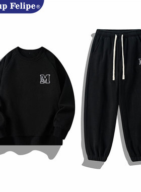 WASSUP FELIPE2025新款设计感秋冬款加绒加厚休闲卫衣卫裤套装