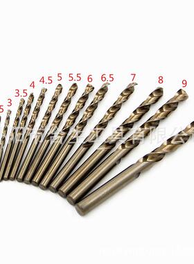 15件套1.5-10mmpm35含钴高速钢全磨烤黄直柄麻花钻套装不锈钢开孔