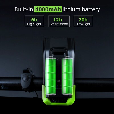 JOSHOCk 2000mAh 4000mAh Bwicycle Light With Horn USB Recharg