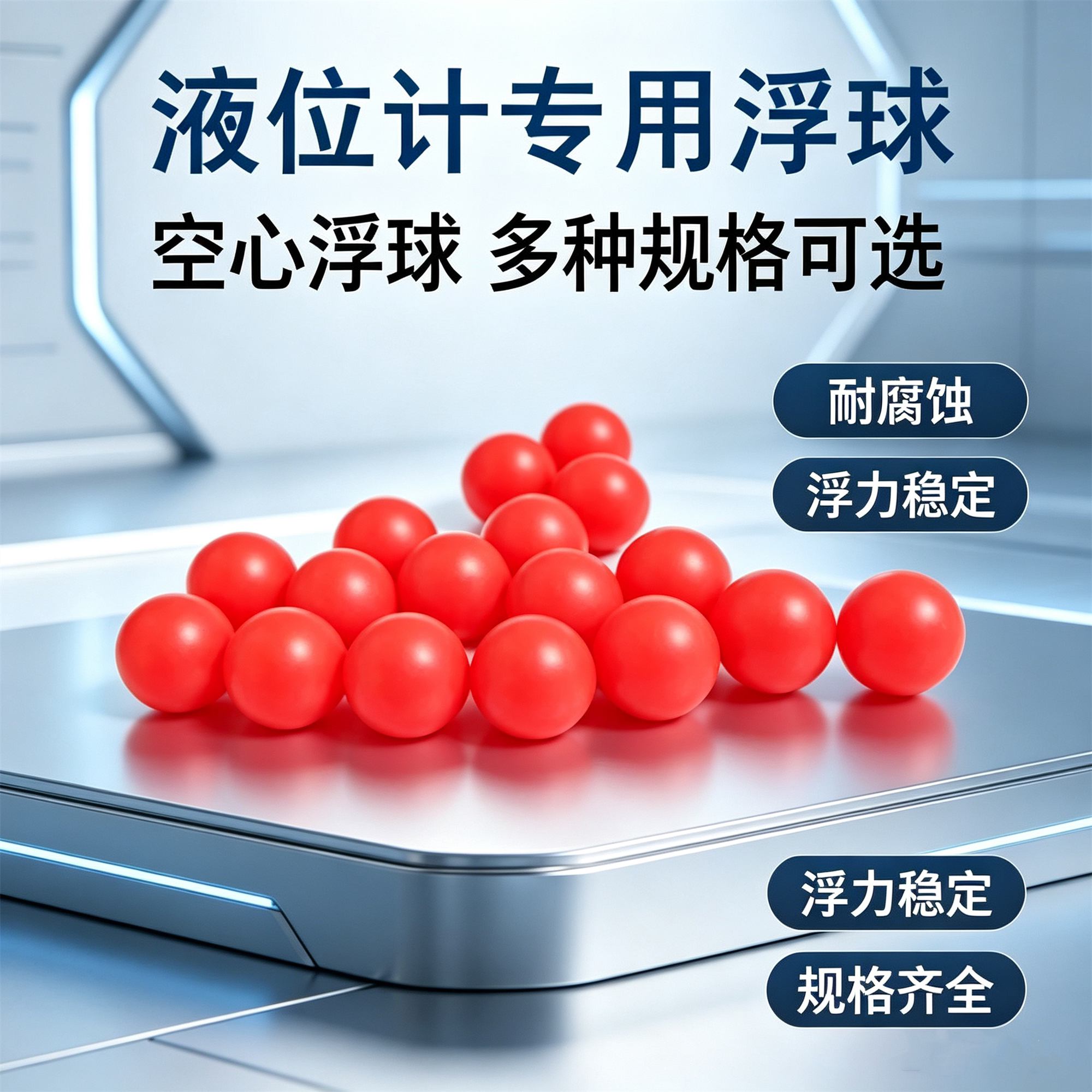 红色空心PP浮球四氟玻璃管水位计配套实心浮球耐腐蚀液位计专用图片