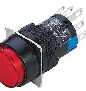 天博按钮 M16按钮开关 LAY16-11D 圆5脚 LA16Y 16mm带灯复位开关