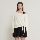 现 GENERAL IDEA 系带宽松船领柔感休闲风百搭款 T恤女装