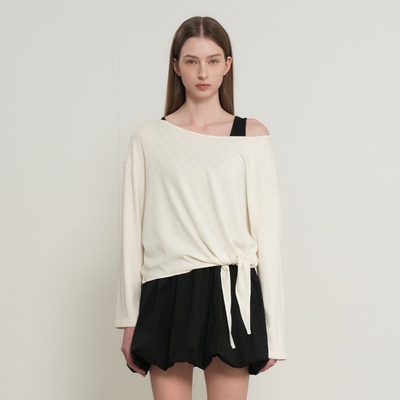 【现】GENERAL IDEA  系带宽松船领柔感休闲风百搭款T恤女装