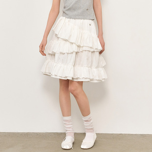 【现】General idea春季不规则层叠蓬蓬蛋糕裙荷叶边半身裙短裙女