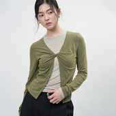 T恤春秋季 女上衣 idea扭结设计亚麻拼接长袖 打底衫 现 General