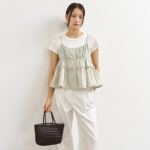 25春夏法式 idea General 拼接花边层叠吊带背心3527 现