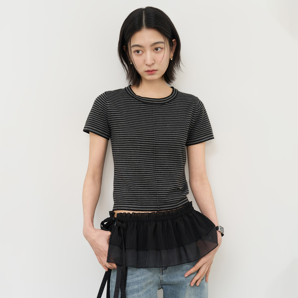 【现】General idea 25春季双层荷叶边绑带下摆围裙3518