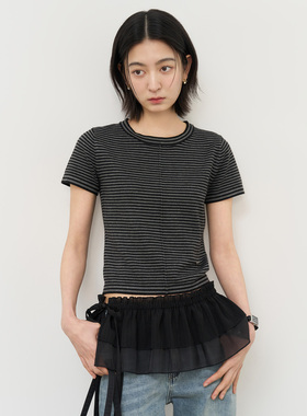 【现】General idea 25春季双层荷叶边绑带下摆围裙3518