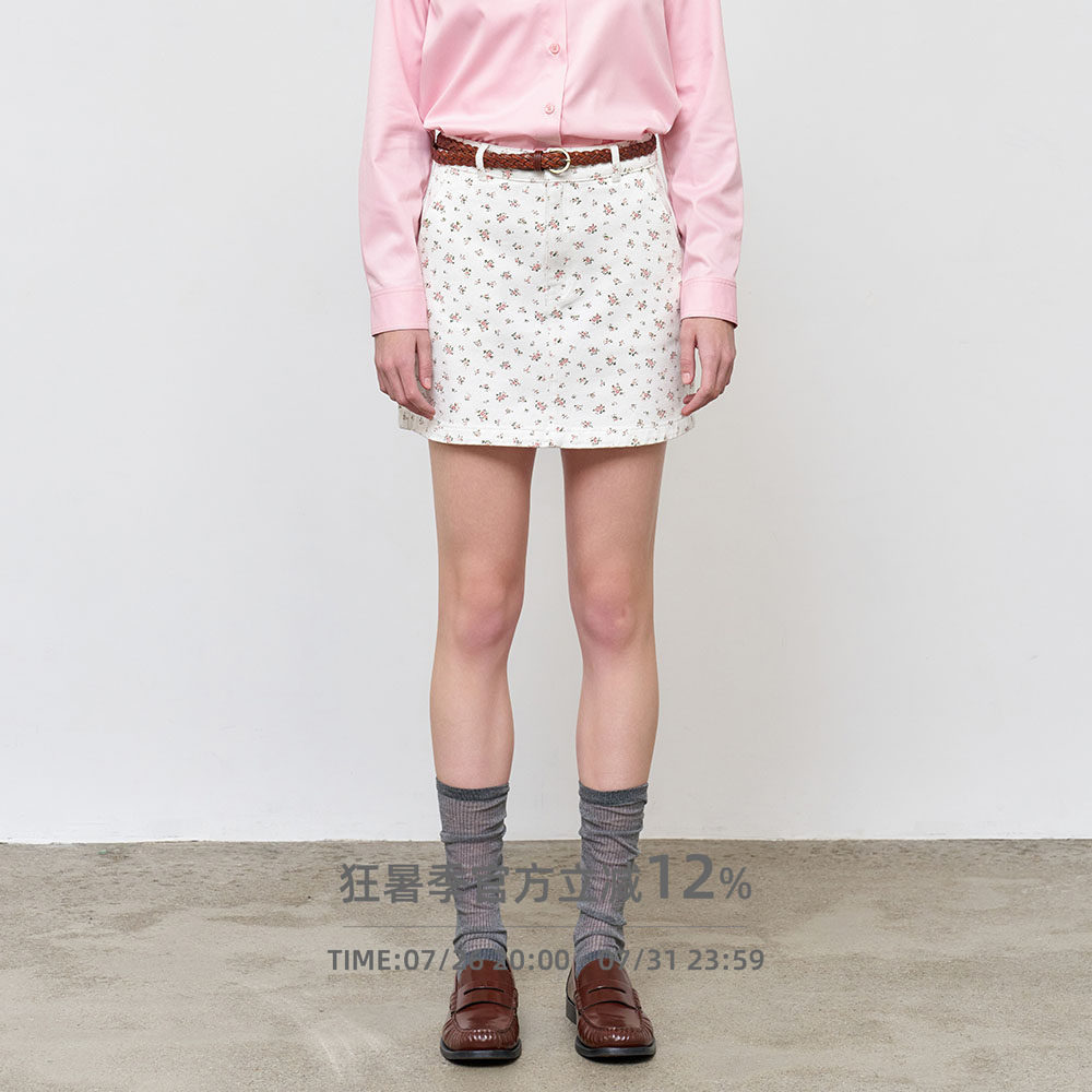 【折扣】General idea 韩国正品园印花直筒牛仔短裙碎花甜美女士