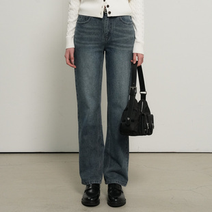 【现】GENERAL IDEA 复古水洗直筒牛仔裤女装2026新款韩版百搭