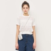 镂空编织短袖 T恤圆领休闲女装 idea 春夏微泡泡袖 现 General