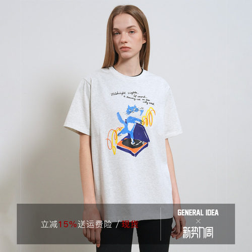 【现】General idea 韩国正品趣味涂鸦宽松休闲落肩女士短袖T恤