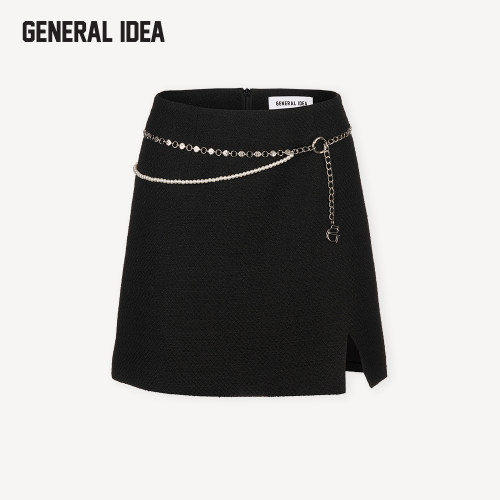 【折扣】General idea 法式粗呢开叉设计感中腰时尚短裙女装