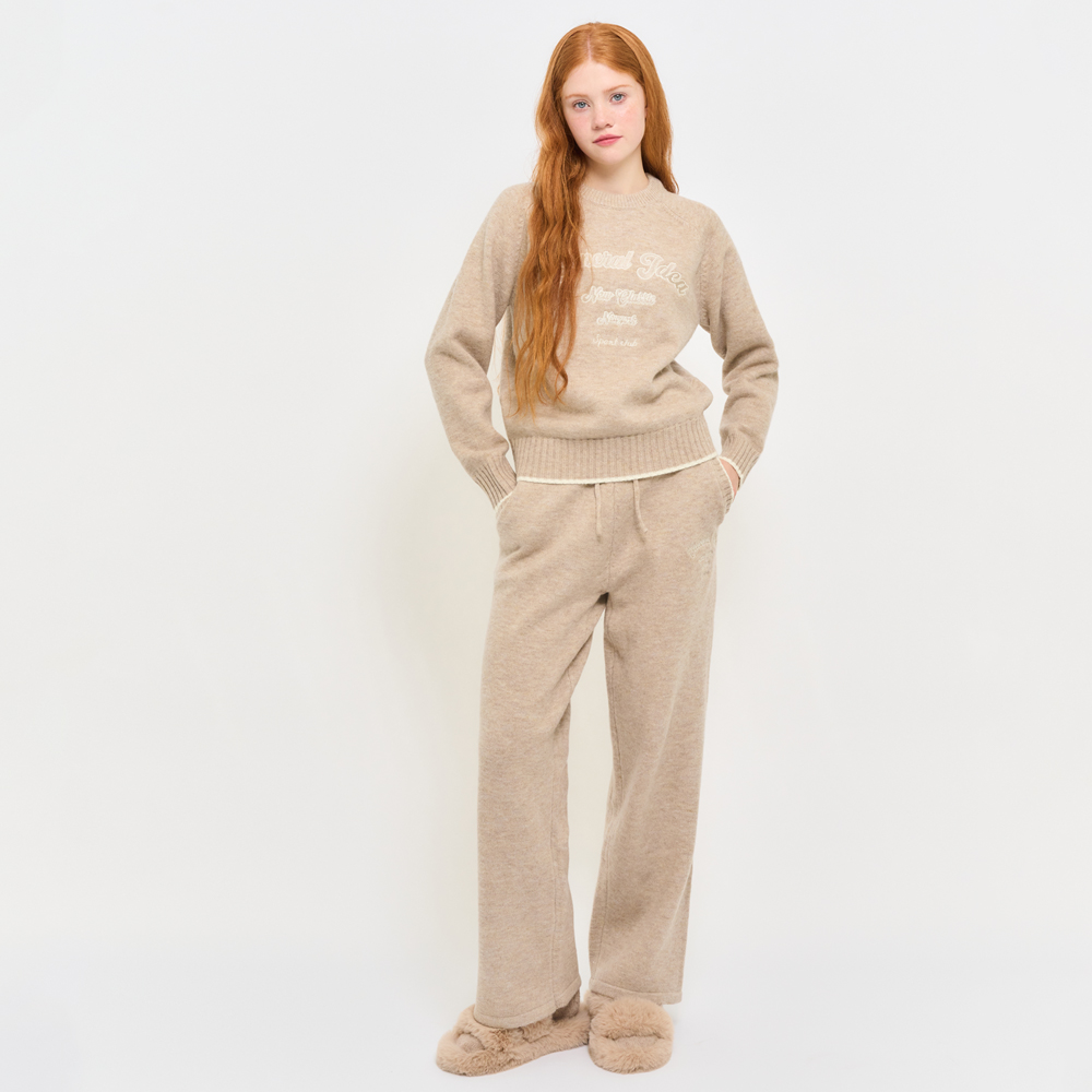 【现】General idea慵懒休闲刺绣亲肤毛衣套装秋冬3042