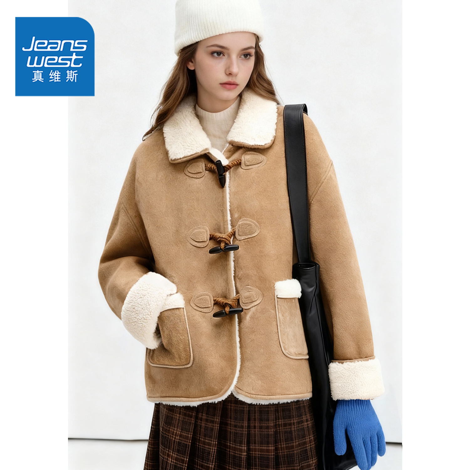 真维斯羊羔绒外套女冬季2025新款