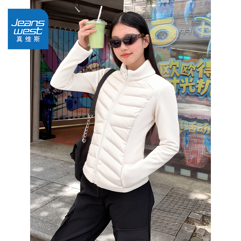 真维斯立领修身外套女秋冬新款