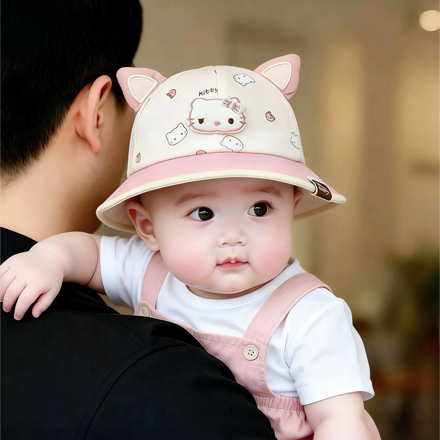 宝宝遮阳帽子夏季韩版男童女婴儿防晒大帽檐渔夫帽网眼薄款太阳帽