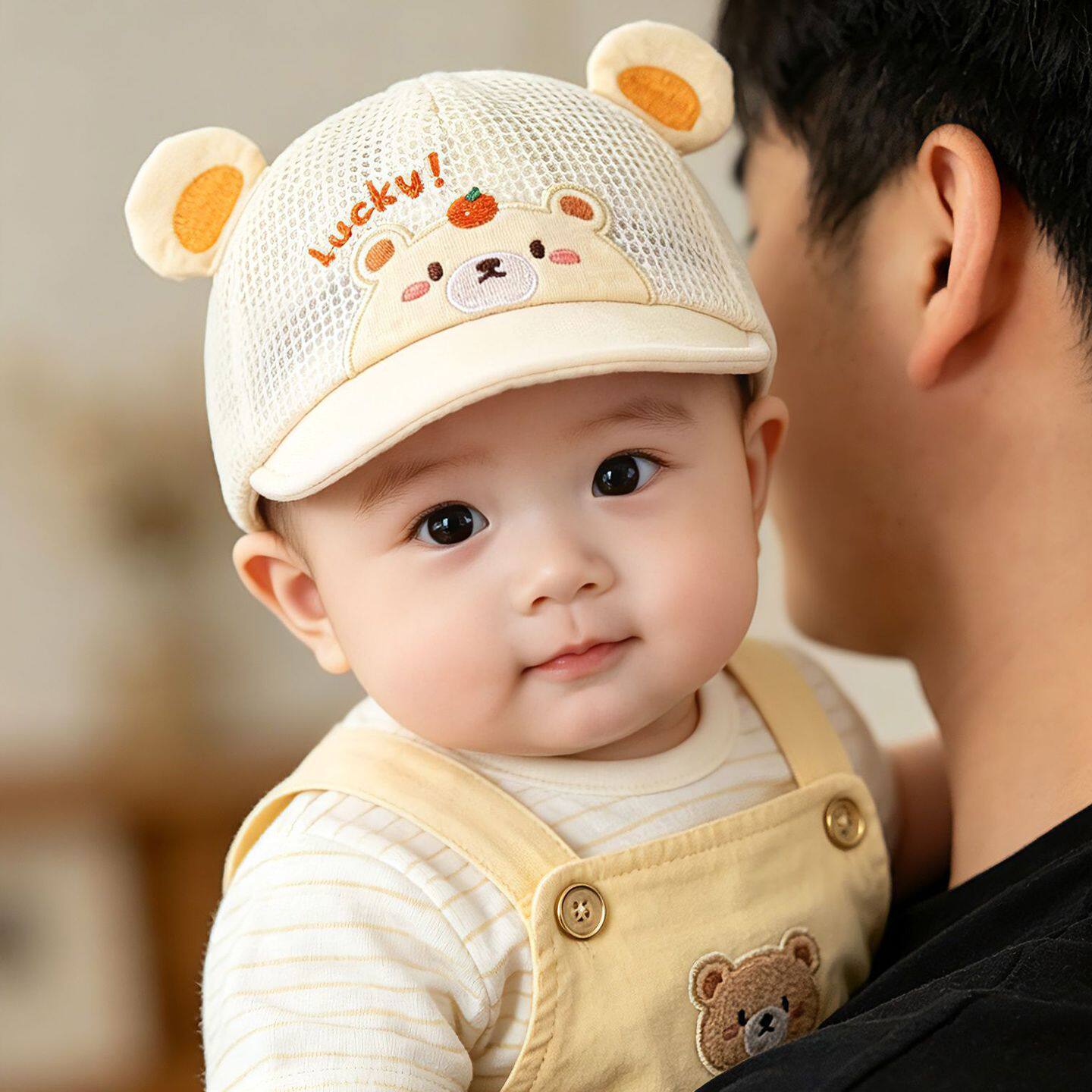 夏季薄款3到6个月婴儿帽子遮阳小月龄宝宝防晒帽夏天外出鸭舌帽男