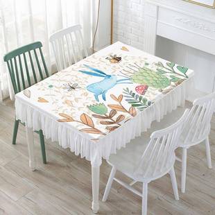 餐桌平板桌布雪纺花边防尘布餐桌桌布防水雪纺盖巾 新品