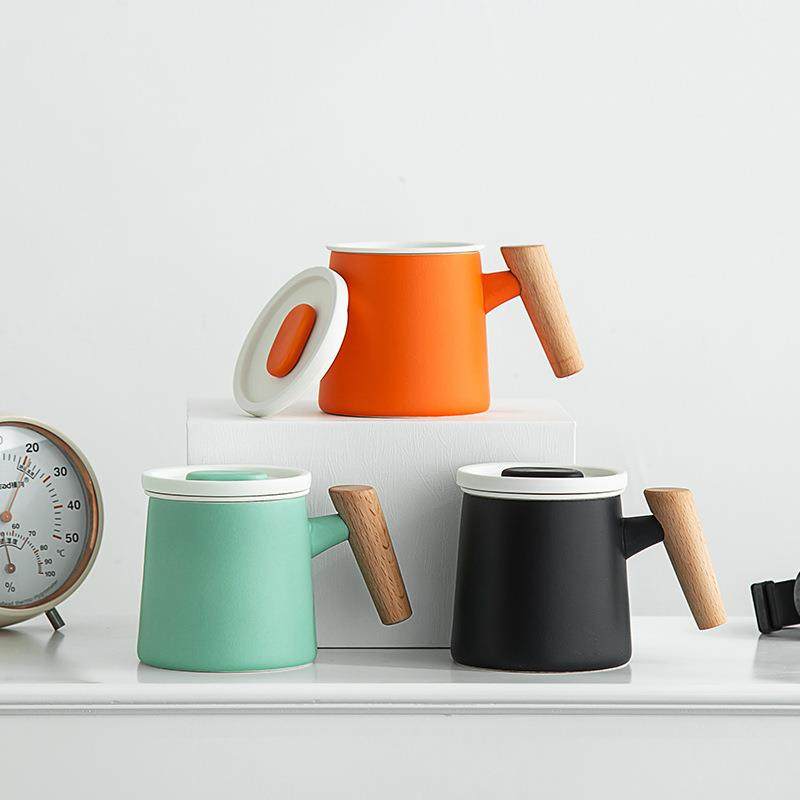 简约陶瓷马克杯三件套大容量带过滤茶水分离家用办公室个人泡茶杯,餐饮具,马克杯,淘宝优惠券,粉丝福利购,淘宝优惠卷