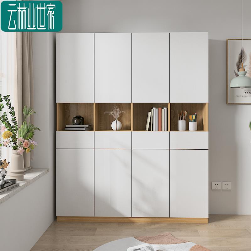8V定制小书柜窄柜储物格子带门玻璃门自由组合落地收纳柜靠墙定
