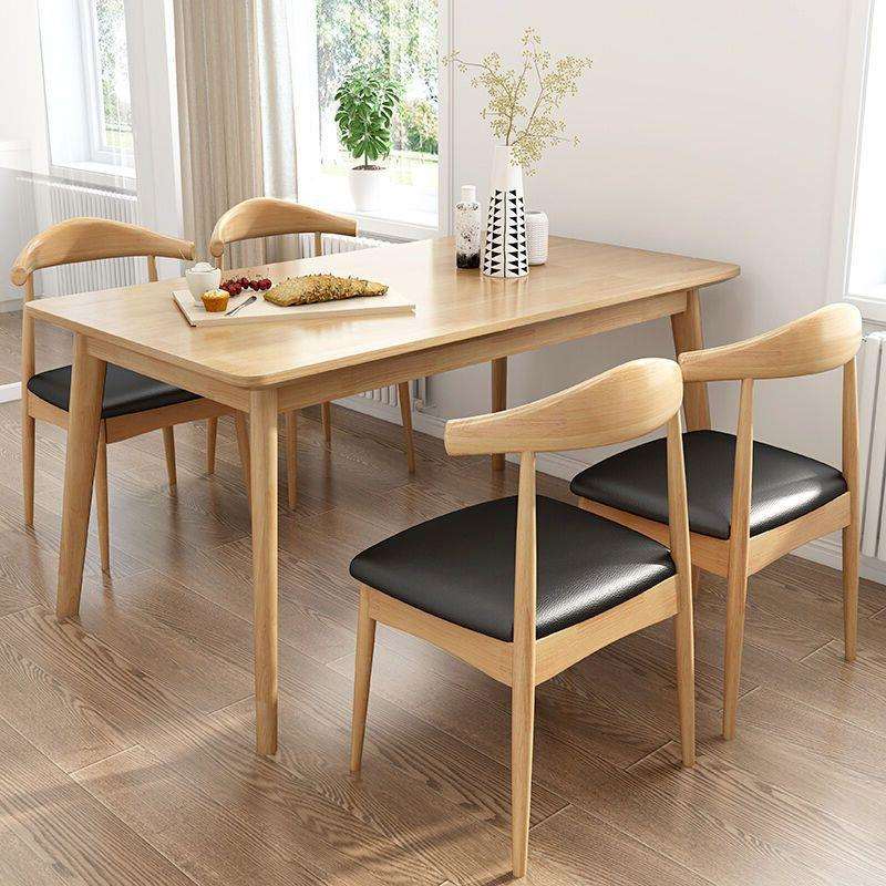 实木餐桌家用北欧风格家具长方形西餐桌简约现代小户型餐桌椅组合