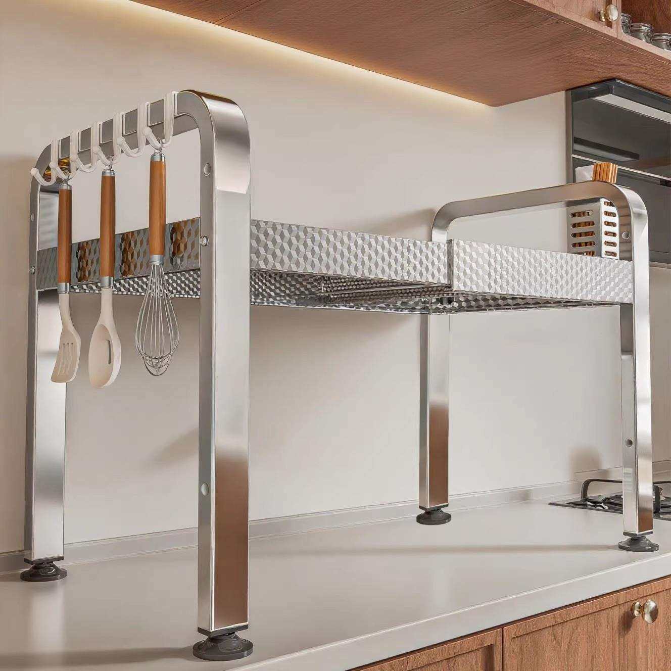 不锈钢厨房微波炉置物架台面多功能烤箱收纳架家用锅架锅具收纳架,厨房/烹饪用具,微波炉置物架,淘宝优惠券,粉丝福利购,淘宝优惠卷