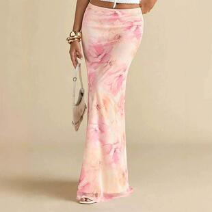 Summer Women's Floral Mesh Skirt, Mid-Low Waist, Perfect for