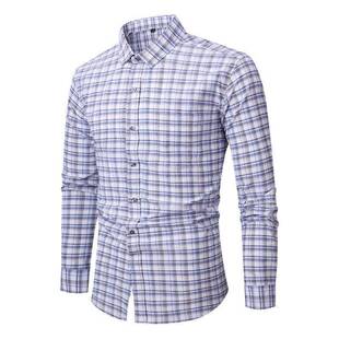 Men's Plaid Long Sleeve Dress Shirt Formal Gingham Slim Fit