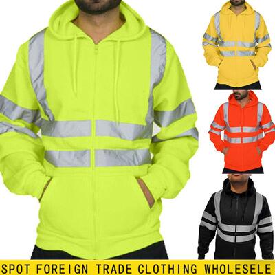 Reflective Zipper Hoodie for Men | Thermal Lined Work Sweats
